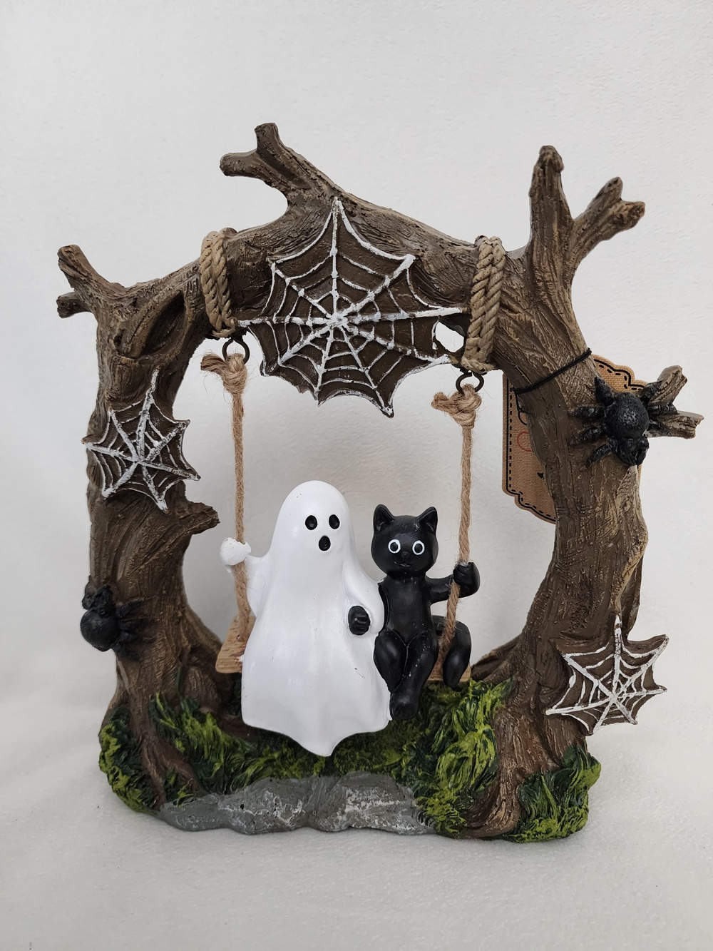 Halloween Cat & Ghost Swing Ornament - Black & White